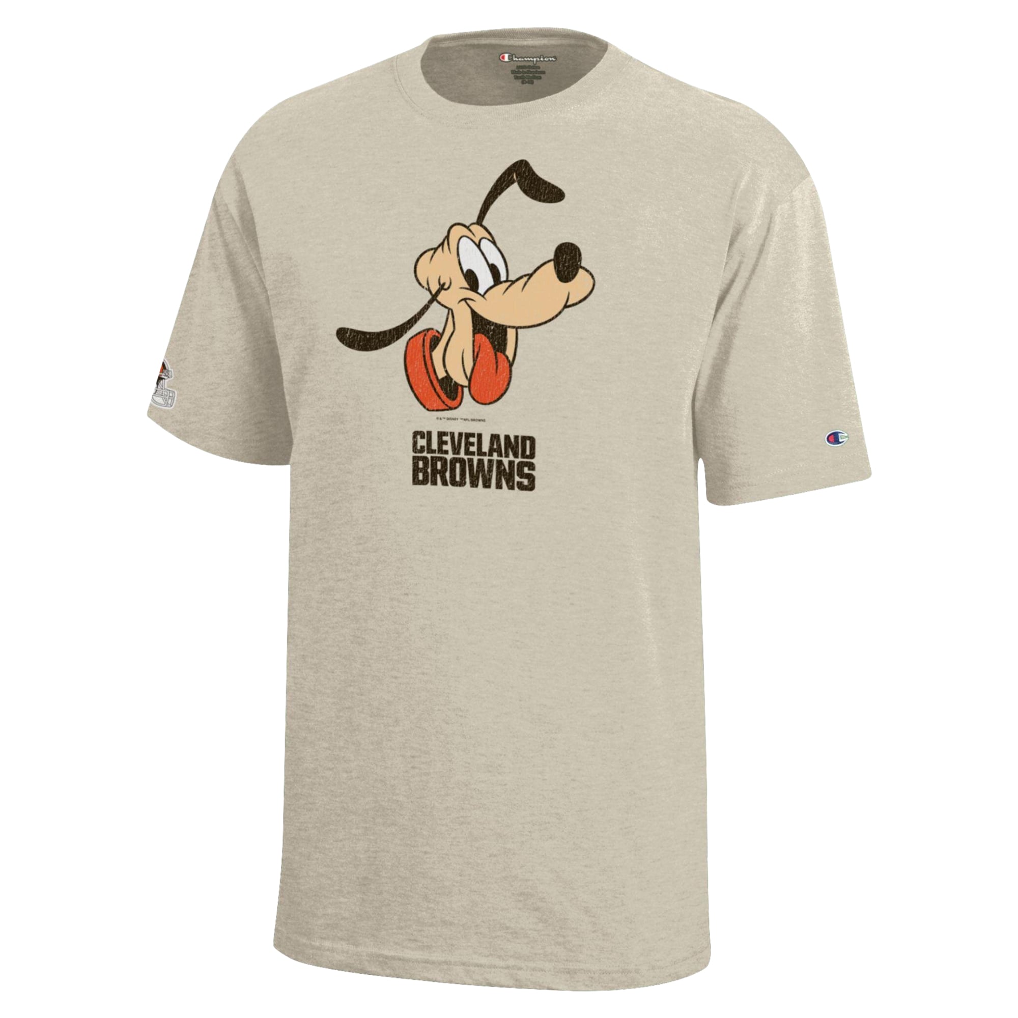 Youth Disney x Champion Oatmeal Cleveland Browns Pluto T-Shirt