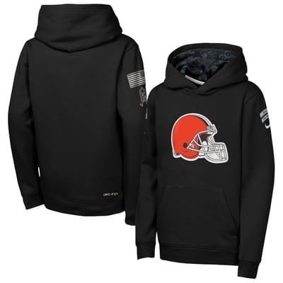  Cleveland Browns Nike Youth 2026 Salute to Service Club Fleece Pullover Hoodie  - Black