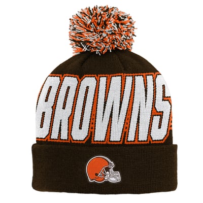 Cleveland Browns Outerstuff Youth Cuffed Knit Hat with Pom - Brown