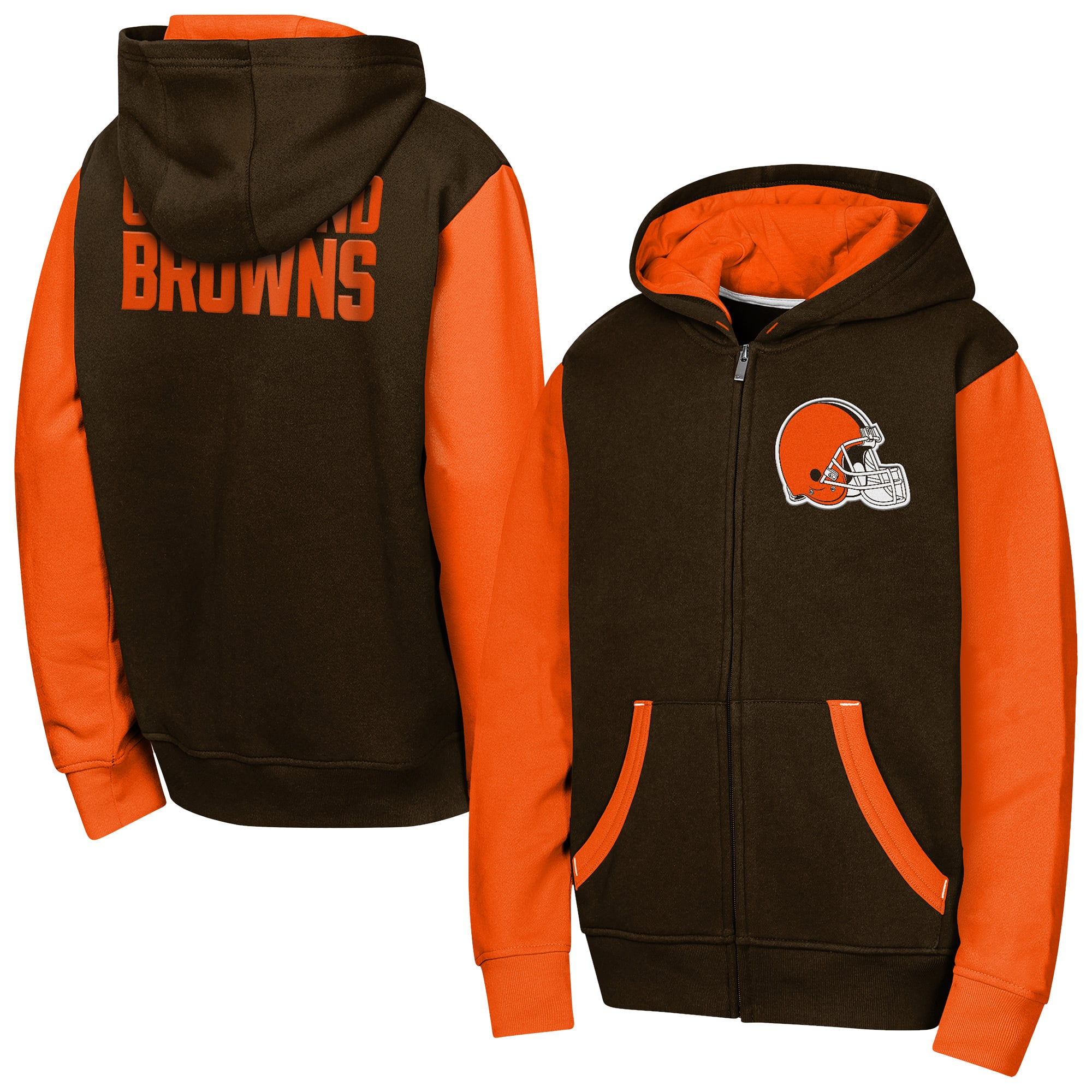 Sweat à capuche zippé Outerstuff marron Cleveland Browns Stadium pour jeunes