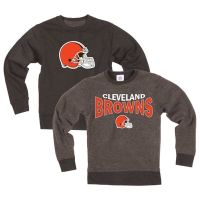  Cleveland Browns Wes & Willy Youth Reversible Fleece Sweatshirt - Brown
