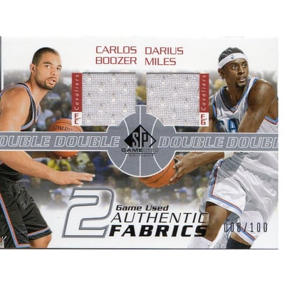 2003-04 SP Game Used Authentic Fabrics Dual #CBDMJ Carlos Boozer/Darius Miles
