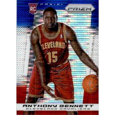2013-14 Panini Prizm Prizms Blue White and Red Mosaic Monster Box #88 Anthony Bennett
