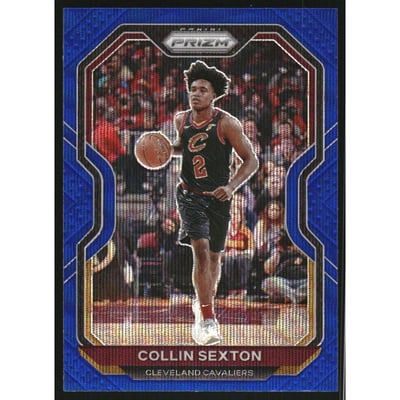 2020-21 Panini Prizm Prizms Blue Wave #225 Collin Sexton