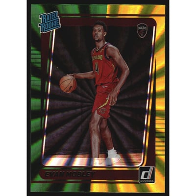 2021-22 Donruss Holo Green and Yellow Laser #225 Evan Mobley RR