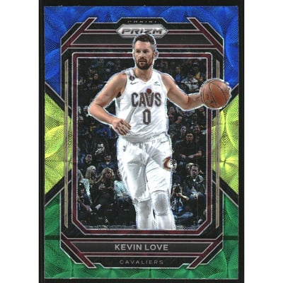 2022-23 Panini Prizm Prizms Choice Blue Yellow and Green #90 Kevin Love