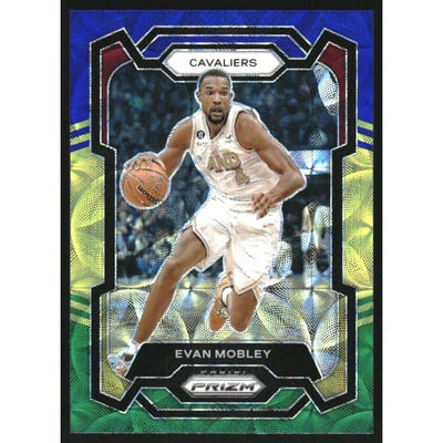 2023-24 Panini Prizm Prizms Choice Blue Yellow and Green #55 Evan Mobley