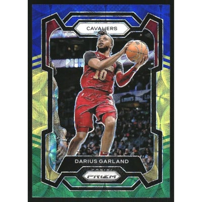 2023-24 Panini Prizm Prizms Choice Blue Yellow and Green #81 Darius Garland
