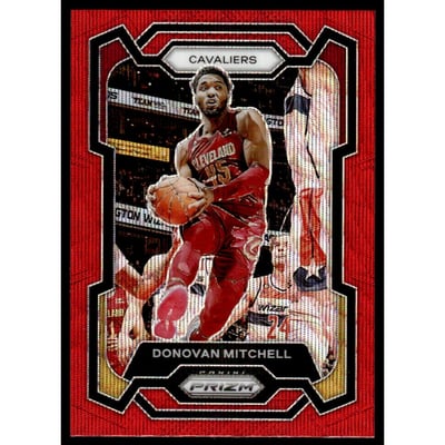 2023-24 Panini Prizm Prizms Ruby Wave #43 Donovan Mitchell