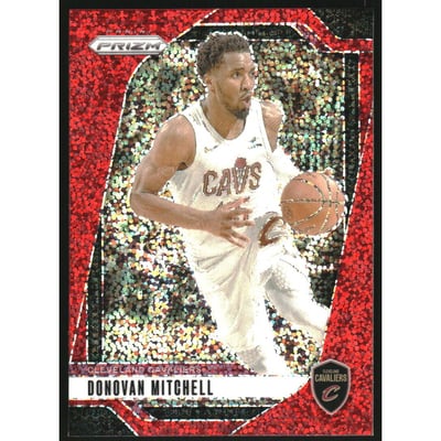 2024-25 Panini Prizm Prizms Red Sparkle #155 Donovan Mitchell