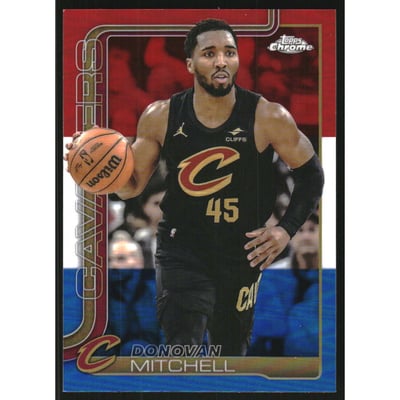 2025-26 Topps Chrome Red White and Blue Refractors #69 Donovan Mitchell