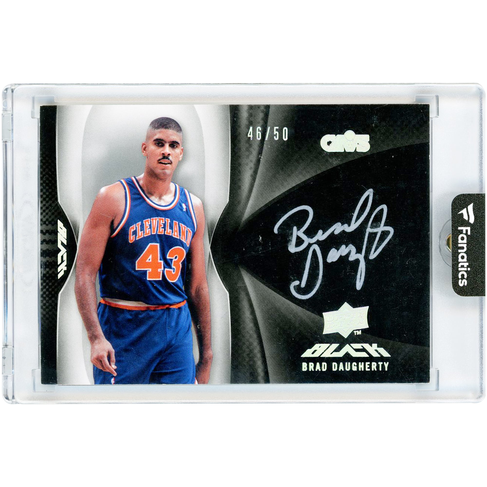 Carte autographiée de Brad Daugherty (Cleveland Cavaliers) 2008-09 Upper Deck Black Silver Ink #A2-BD #46/50