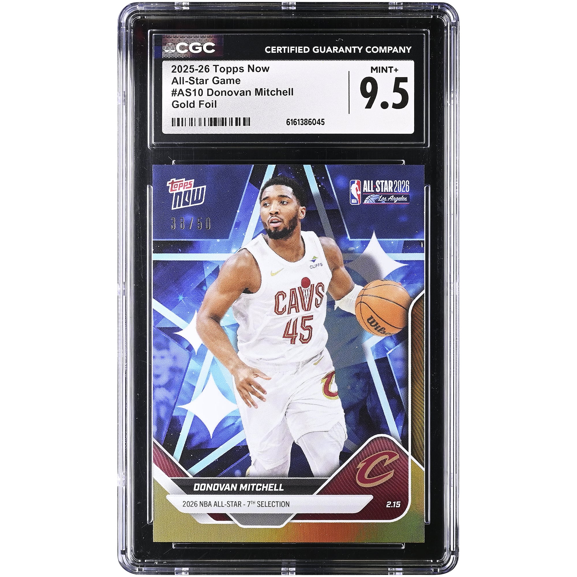 Donovan Mitchell Cleveland Cavaliers 2025-26 Topps Now All-Star Game Gold Foil #AS10 #/50 CGC Authenticated 9.5 Card