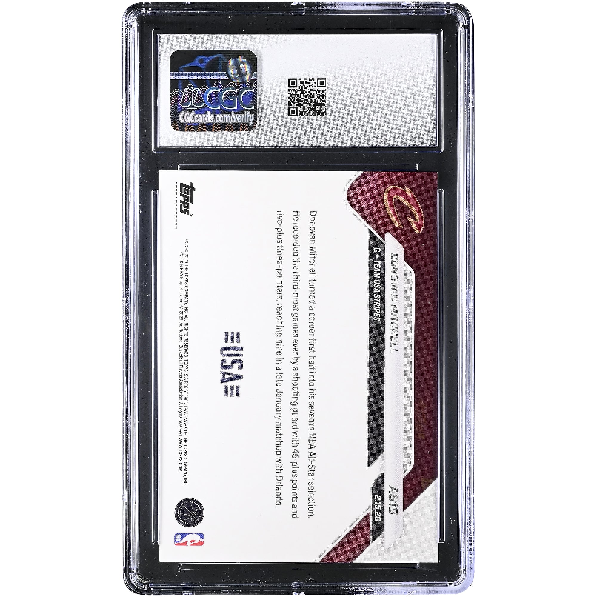 Donovan Mitchell Cleveland Cavaliers 2025-26 Topps Now All-Star Game #AS10 CGC Authenticated Card
