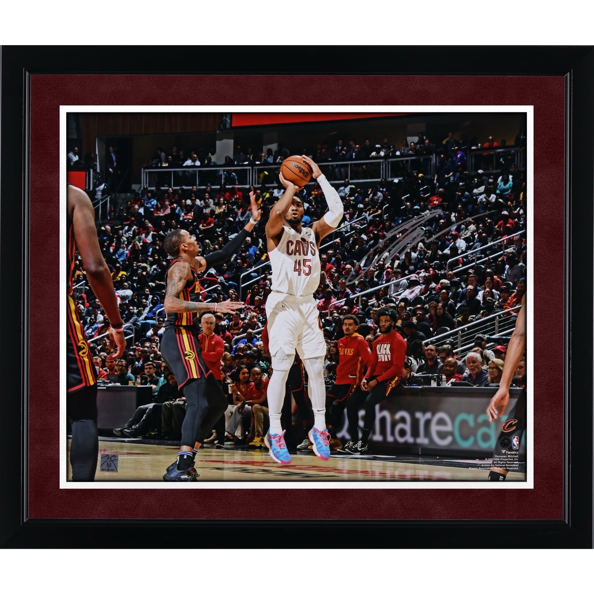 Donovan Mitchell Cleveland Cavaliers Autographed 16" x 20" Shooting in White Photograph