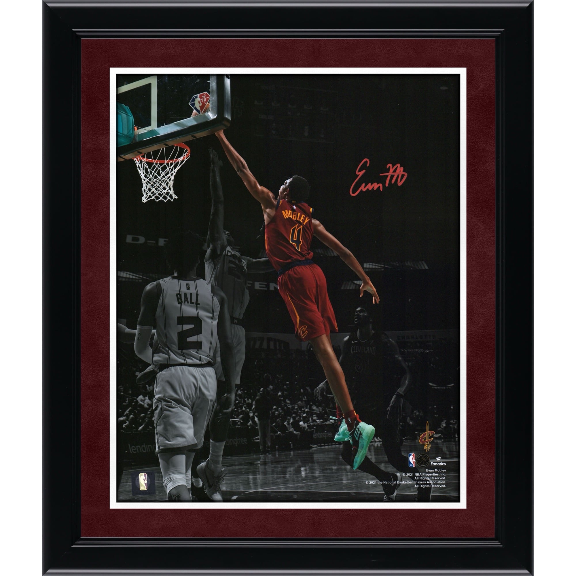 Evan Mobley Cleveland Cavaliers Autographed 11'' x 14'' Dunk vs. Hornets Spotlight Photograph