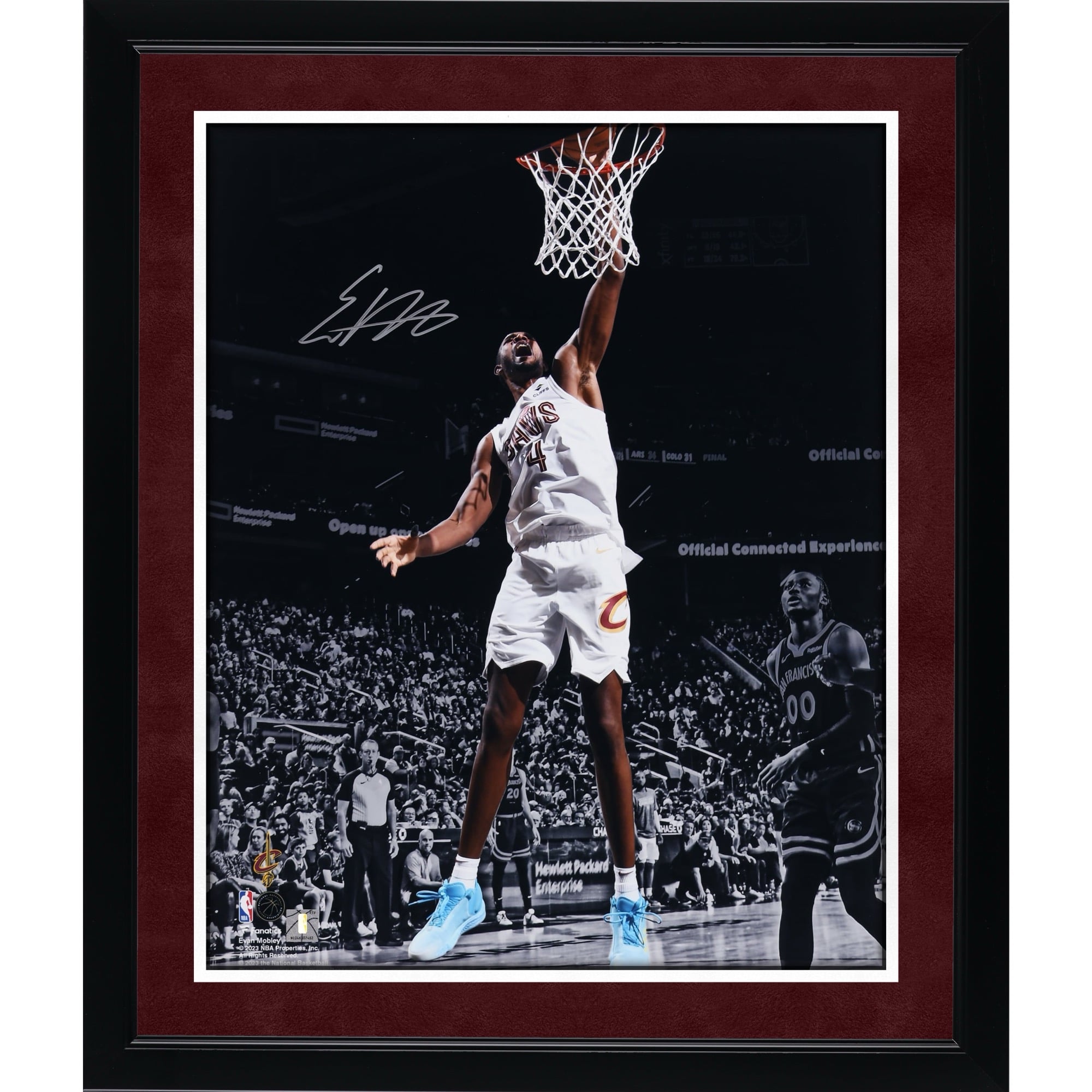 Evan Mobley Cleveland Cavaliers Autographed 16" x 20" White Jersey Dunk Spotlight Photograph
