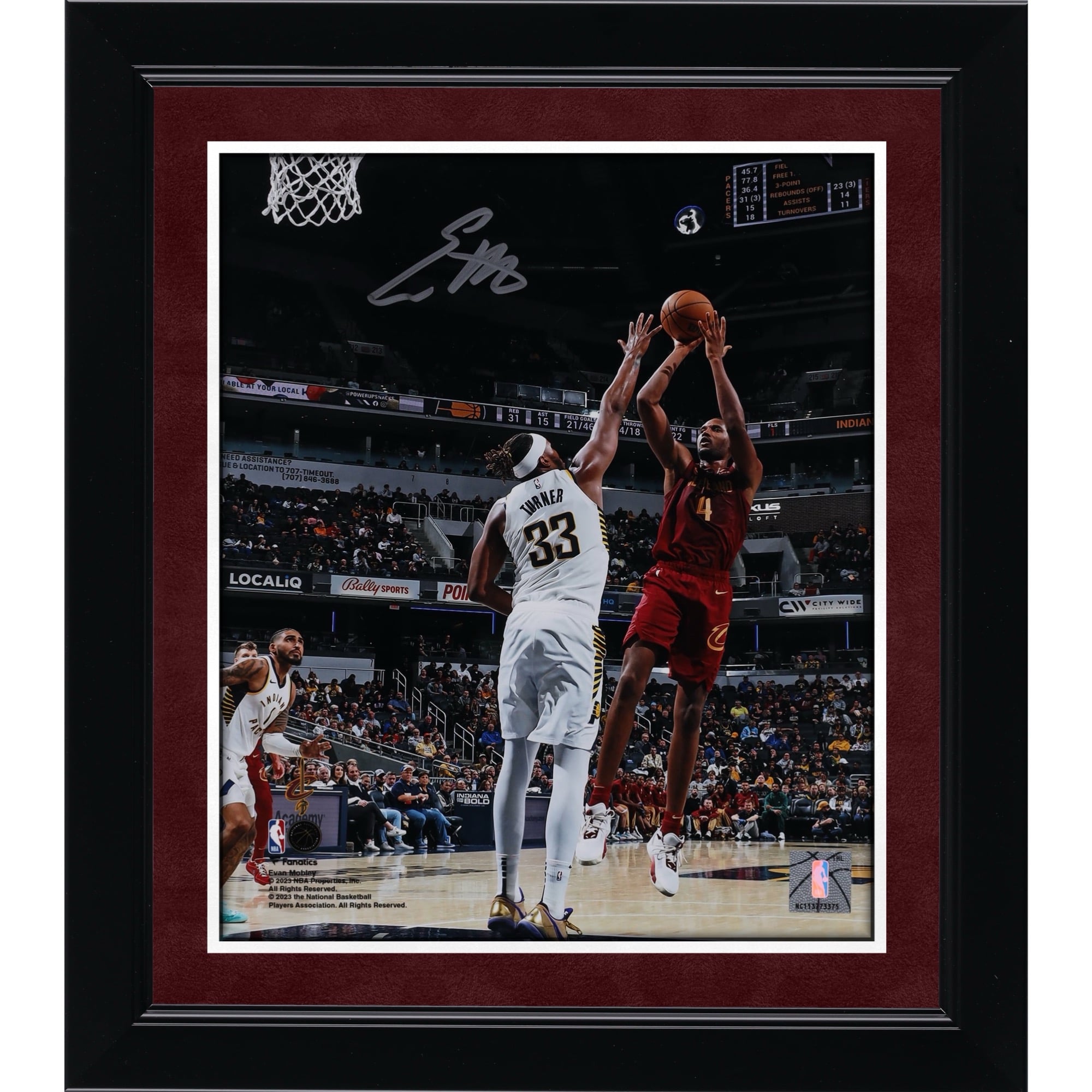Evan Mobley Cleveland Cavaliers Autographed 8" x 10" Fadeaway Jumper vs. Indiana Pacers Photograph