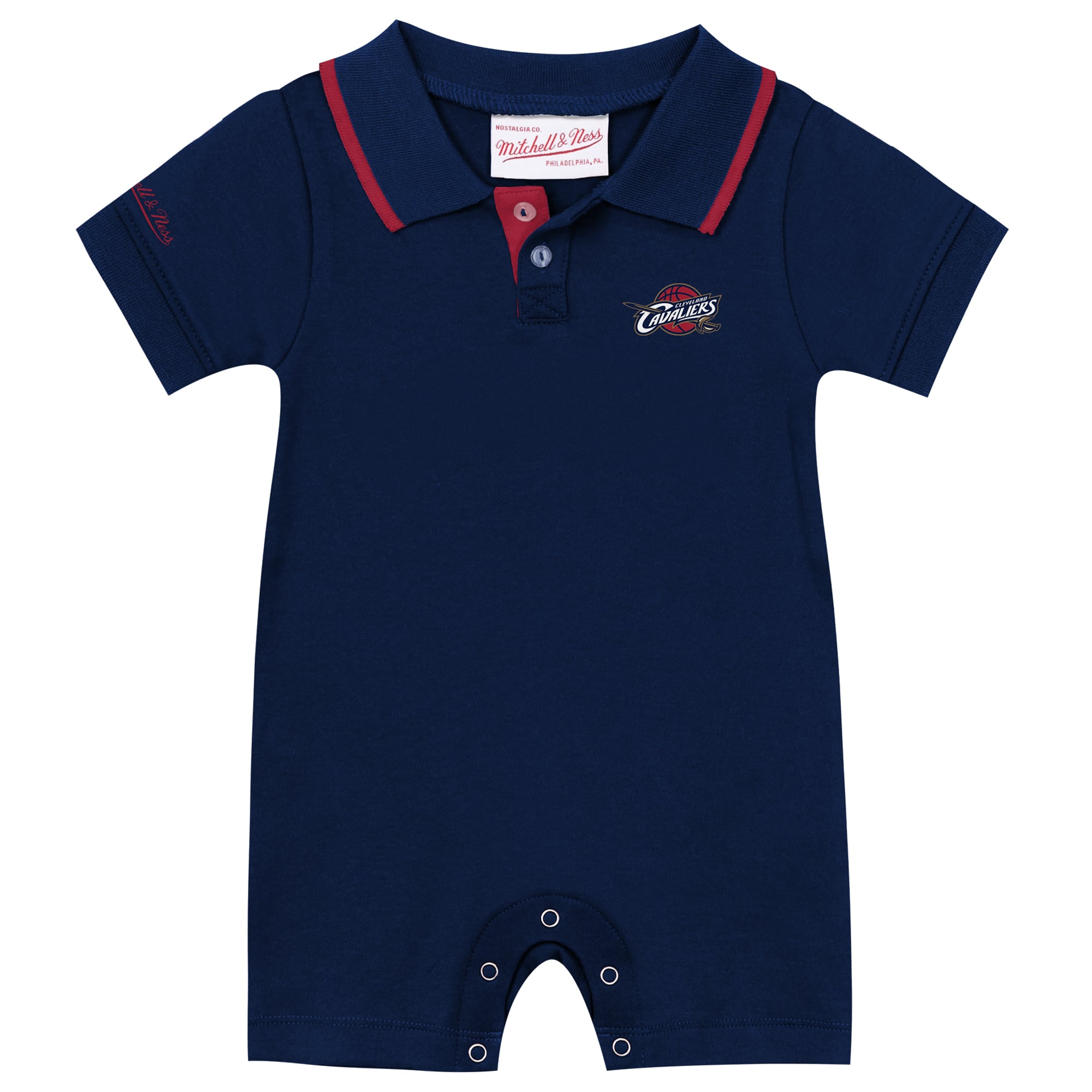 Infant Mitchell & Ness LeBron James Navy Cleveland Cavaliers Retro Roots Player Rugby Romper