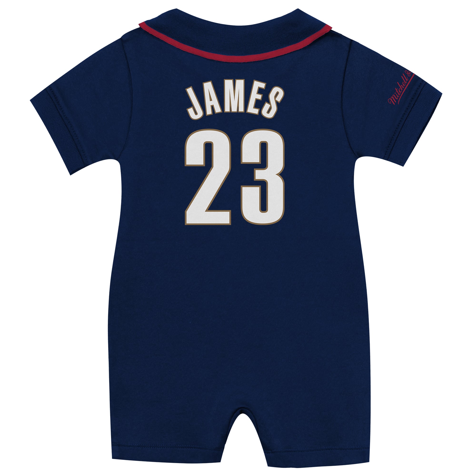 Infant Mitchell & Ness LeBron James Navy Cleveland Cavaliers Retro Roots Player Rugby Romper