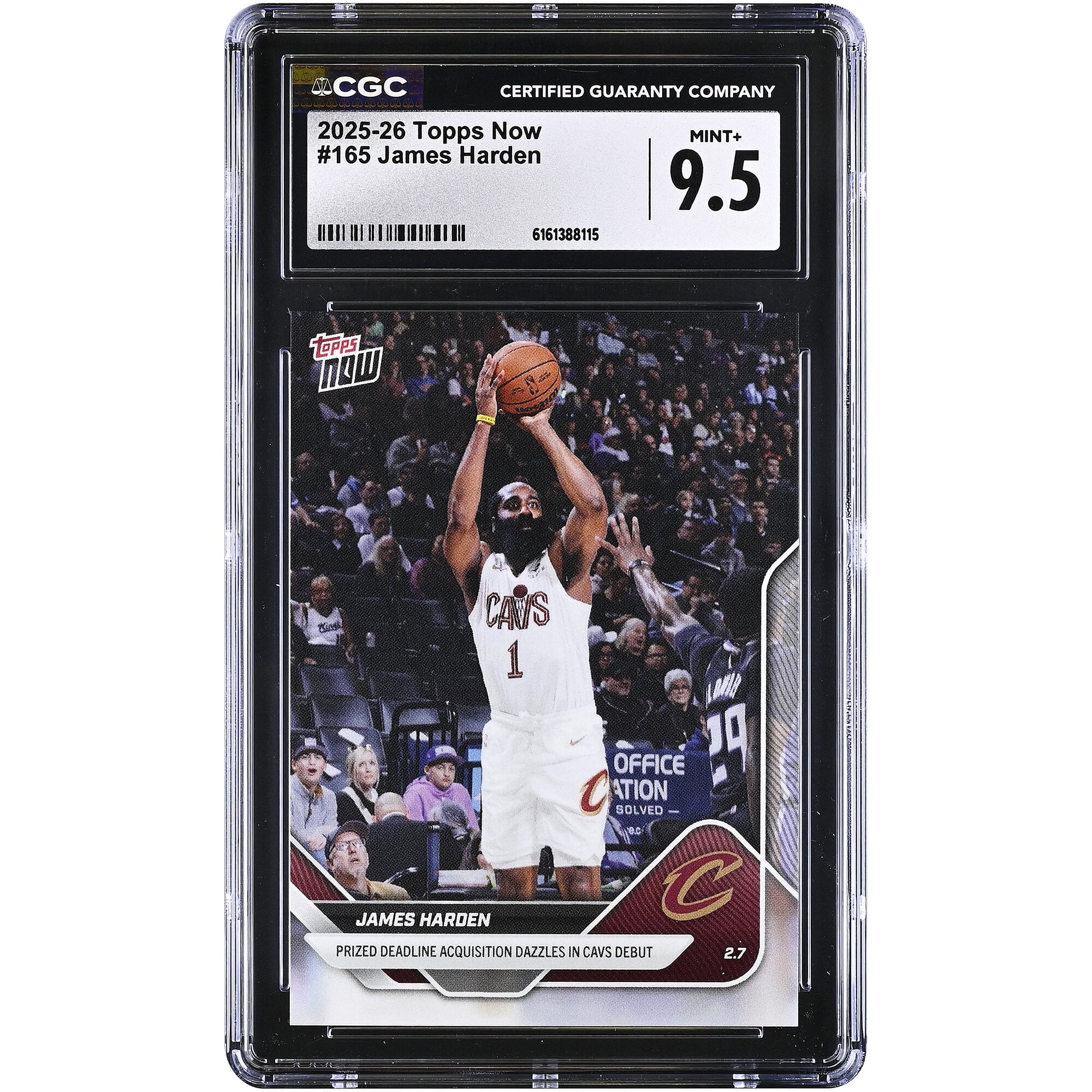 James Harden Cleveland Cavaliers 2025-26 Topps Now Prized Deadline Acquisition Dazzles in Cavs Debut #165 CGC Authenticated Card