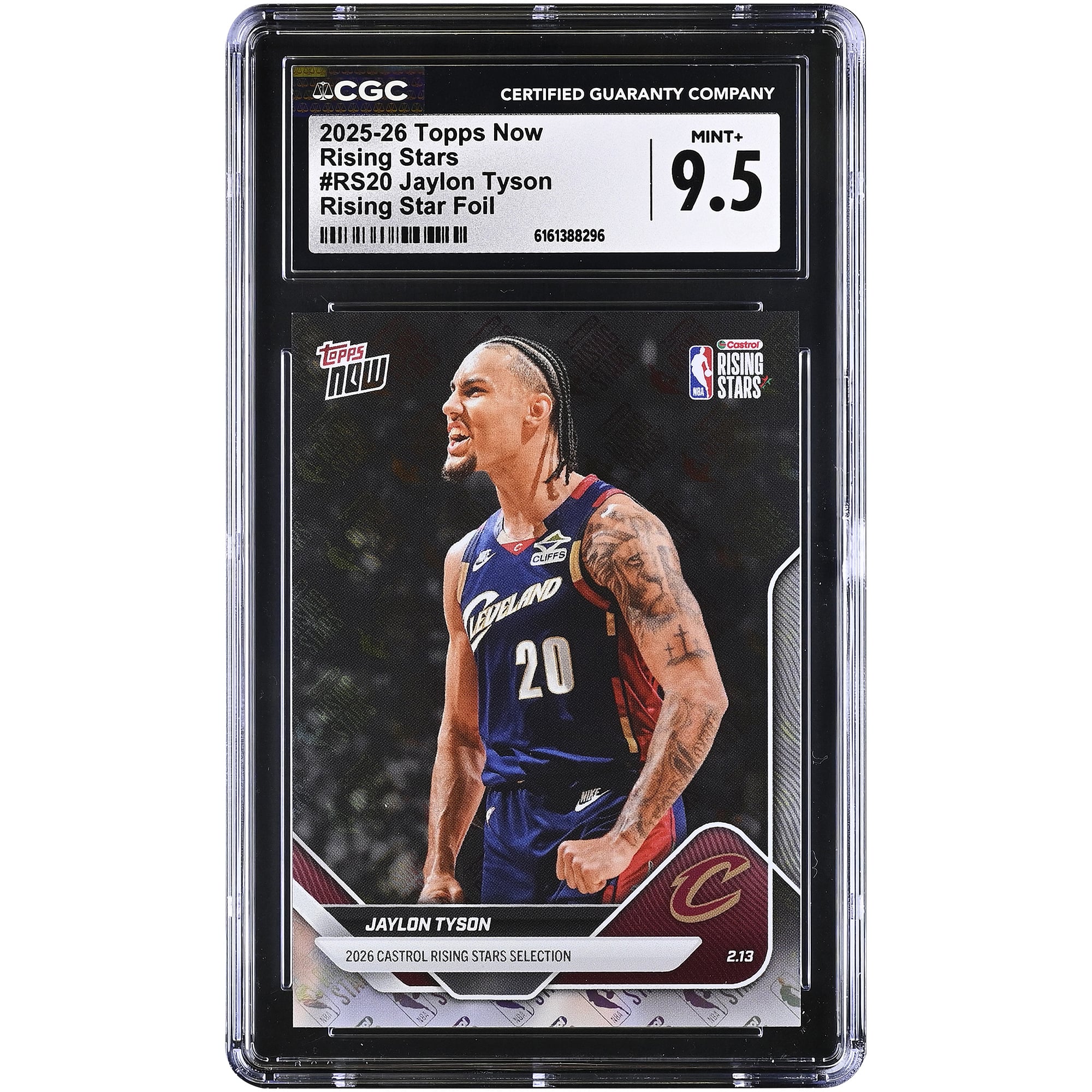 Carte Jaylon Tyson Cleveland Cavaliers 2025-26 Topps Now Rising Stars Foil #RS20 authentifiée CGC 9.5