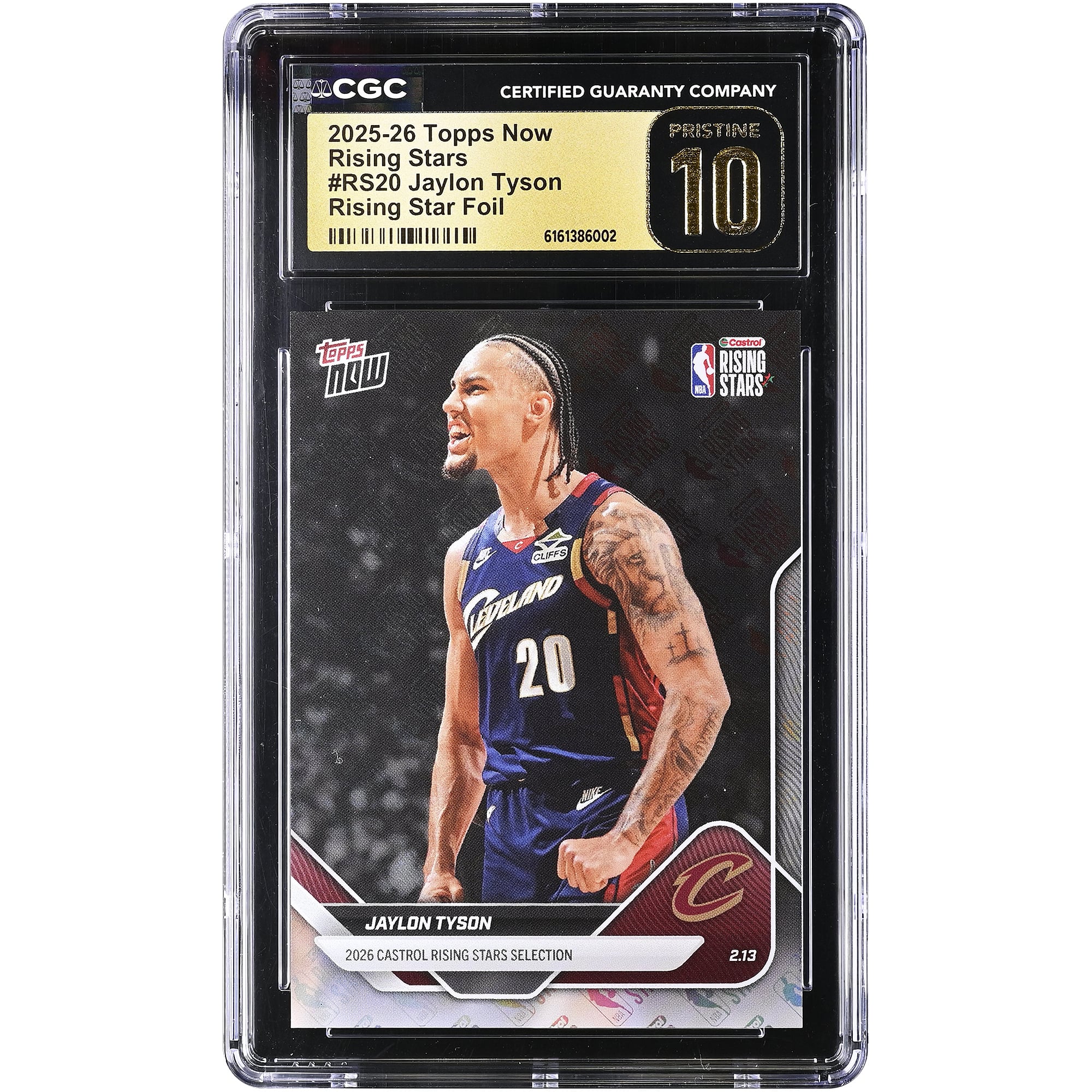 Jaylon Tyson Cleveland Cavaliers 2025-26 Topps Now Rising Stars Foil #RS20 CGC Authenticated PRISTINE 10 Card