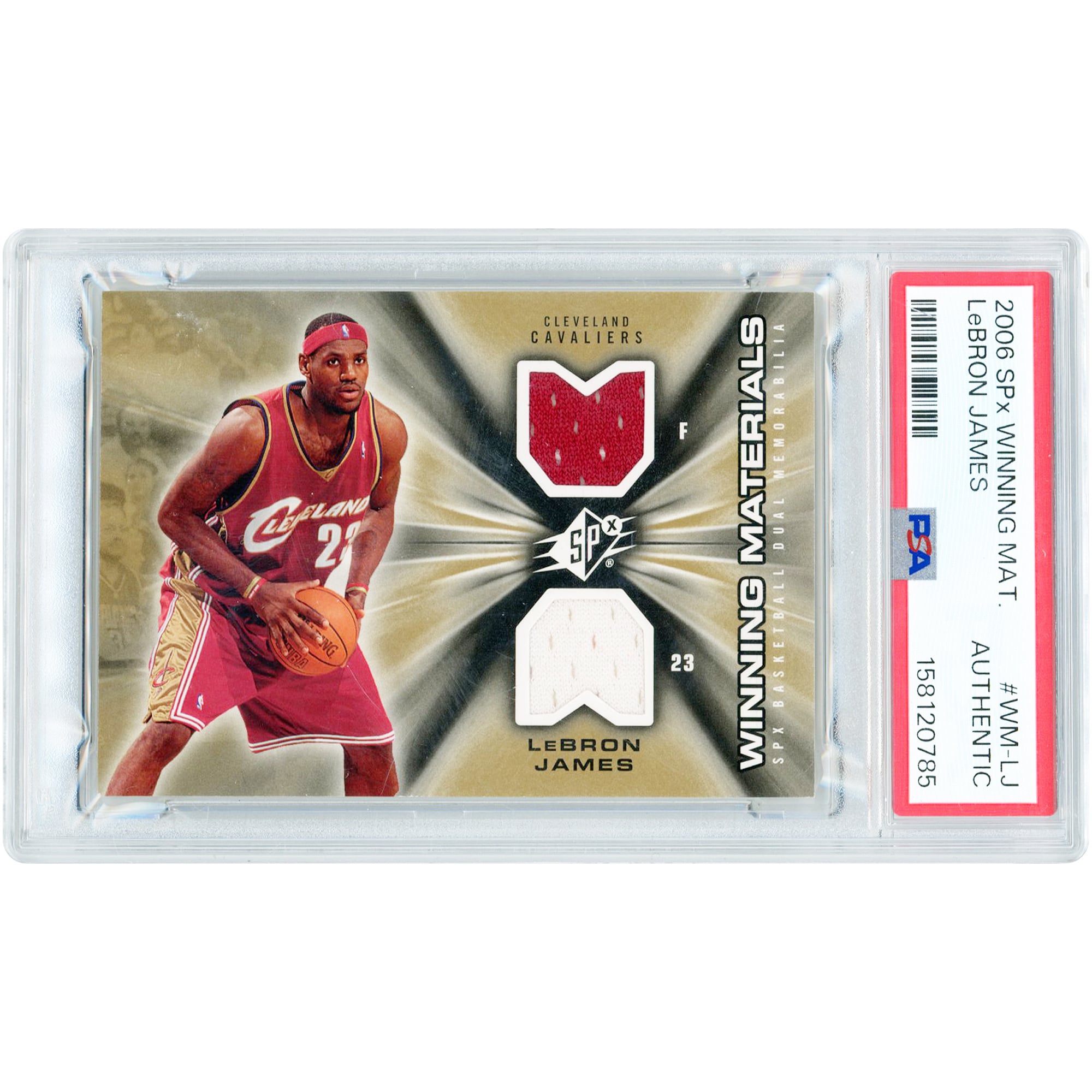 LeBron James Cleveland Cavaliers 2006-07 Upper Deck SPX Winning Materials Dual Game Used Relics #WM-LJ PSA Authenticated Card