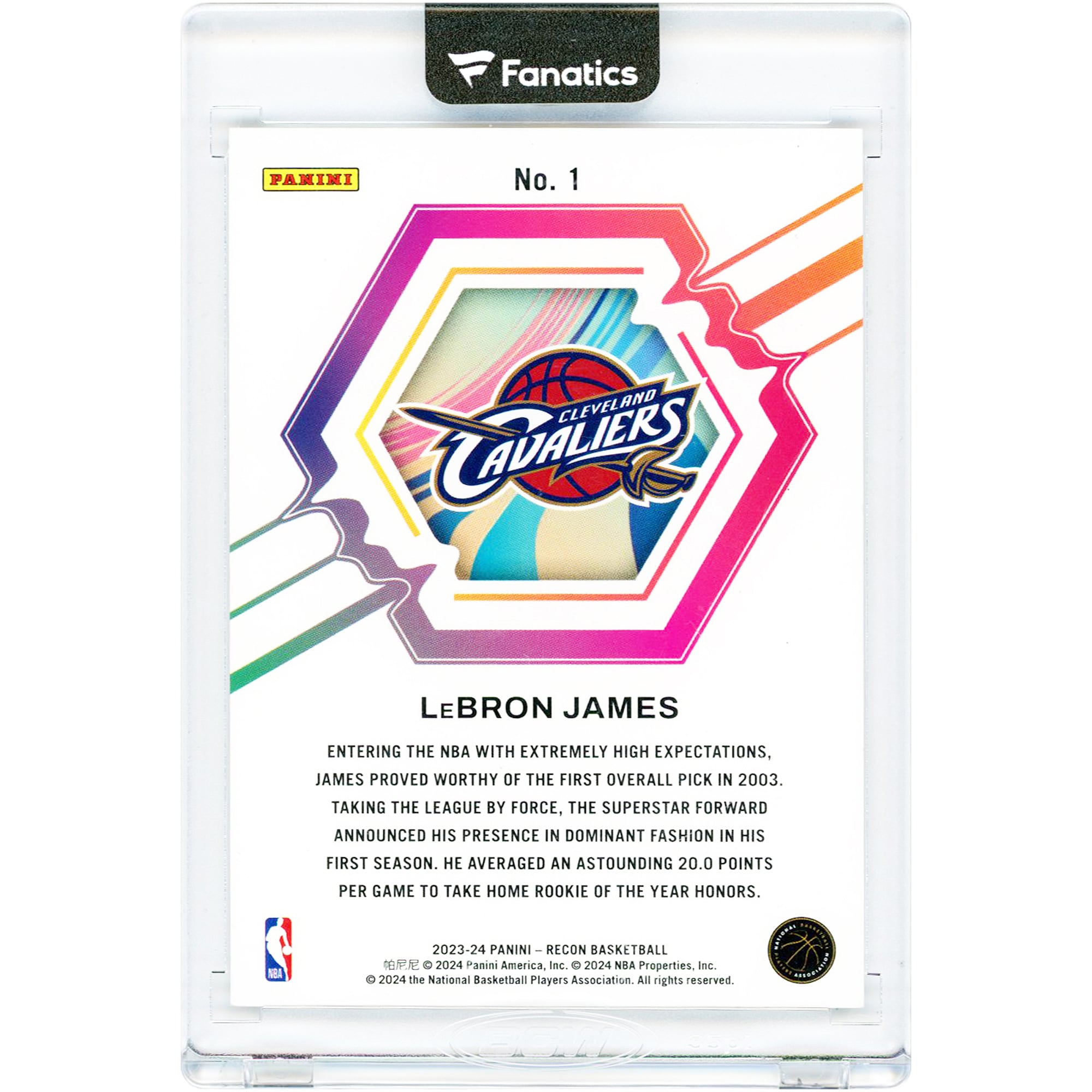 LeBron James Cleveland Cavaliers 2023-24 Panini Recon Holo Gold Rookie Rev #1 #1/10 Card