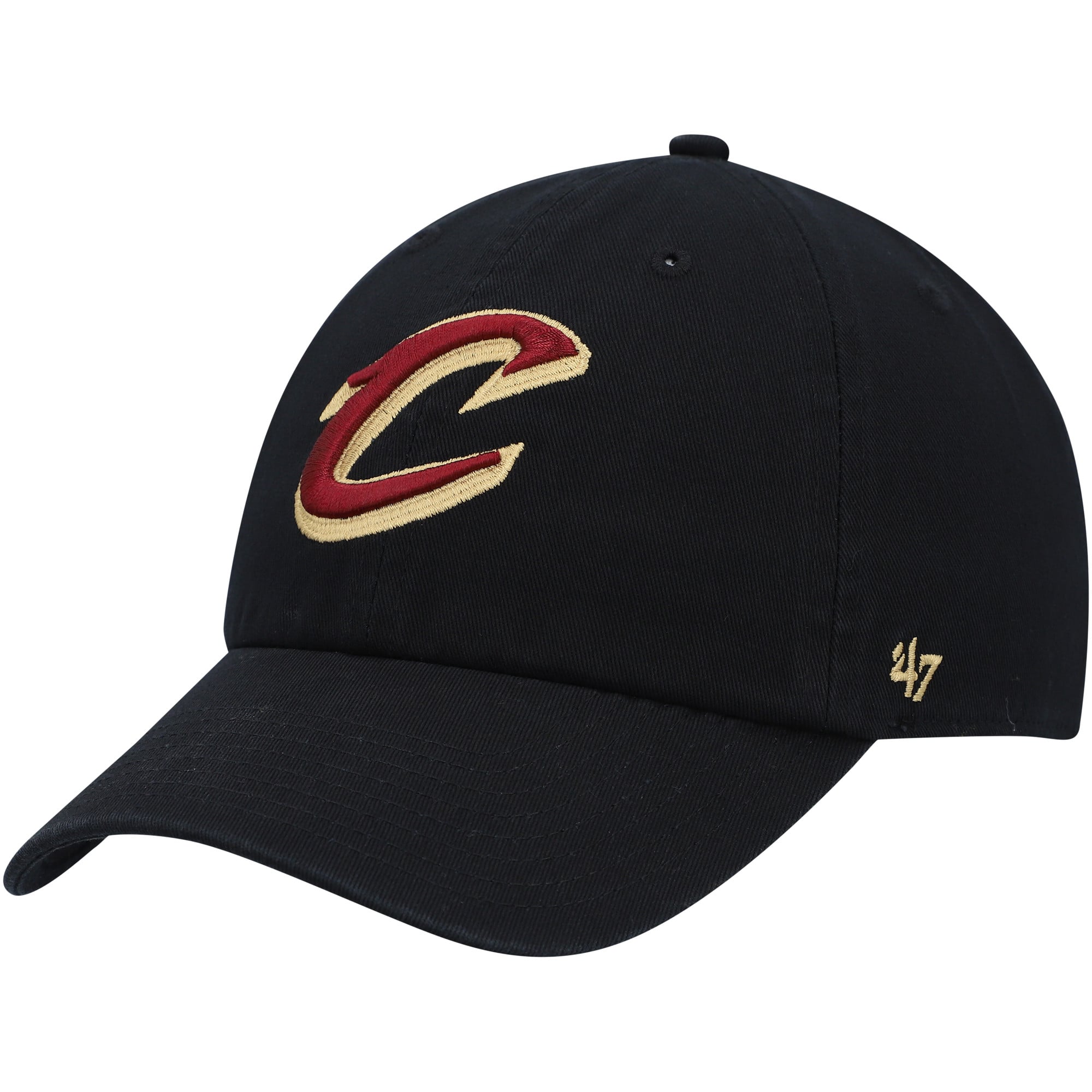 Men's '47 Black Cleveland Cavaliers Core Logo Clean Up Adjustable Hat