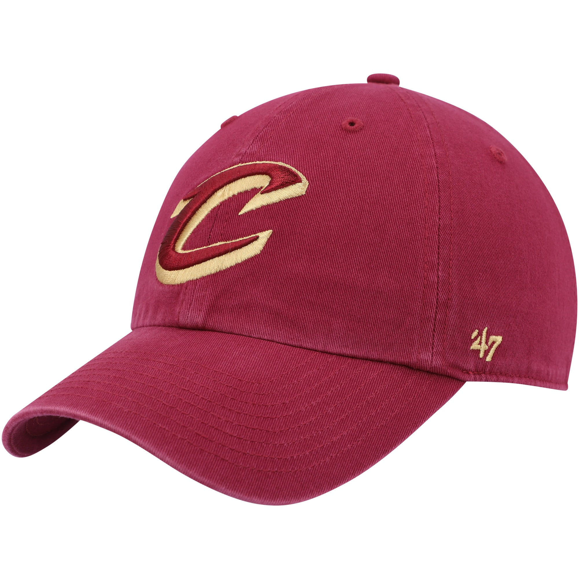 Men's '47  Wine Cleveland Cavaliers Core Logo Clean Up Adjustable Hat