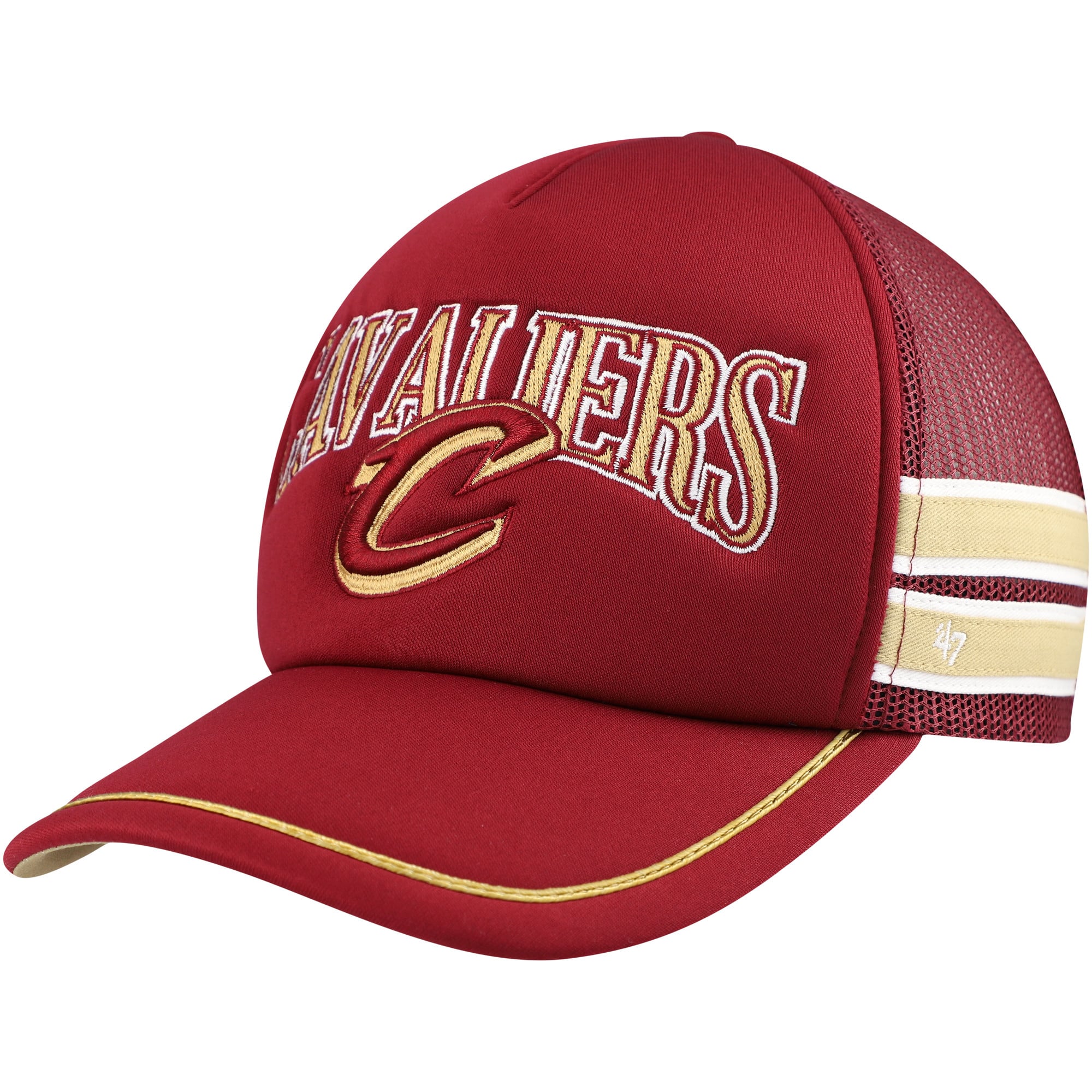Men's Cleveland Cavaliers '47 Wine Sidebrand Stripes Trucker Adjustable Hat
