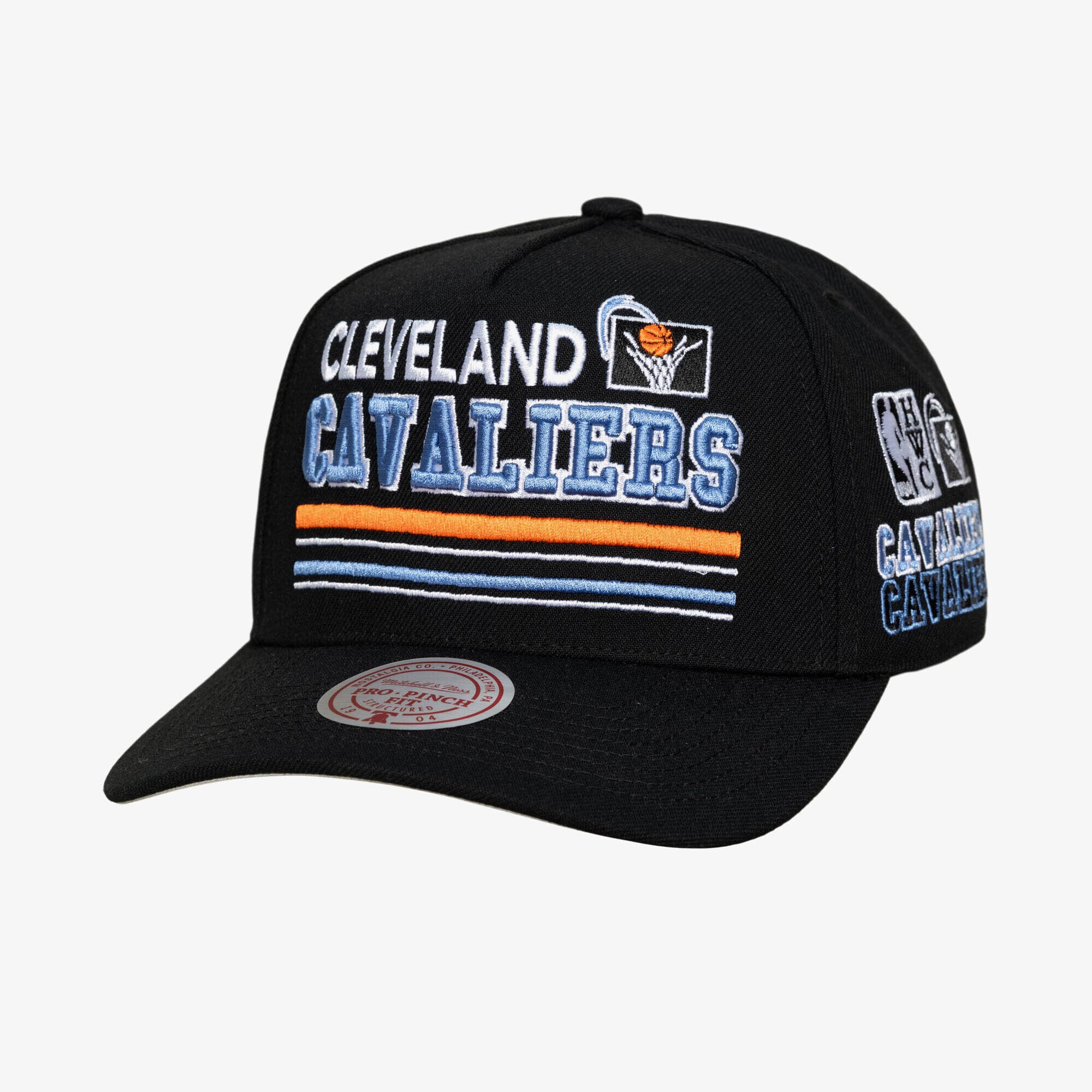 Men's Mitchell & Ness  Black Cleveland Cavaliers Hardwood Classics Triple Check Pro Snapback Hat