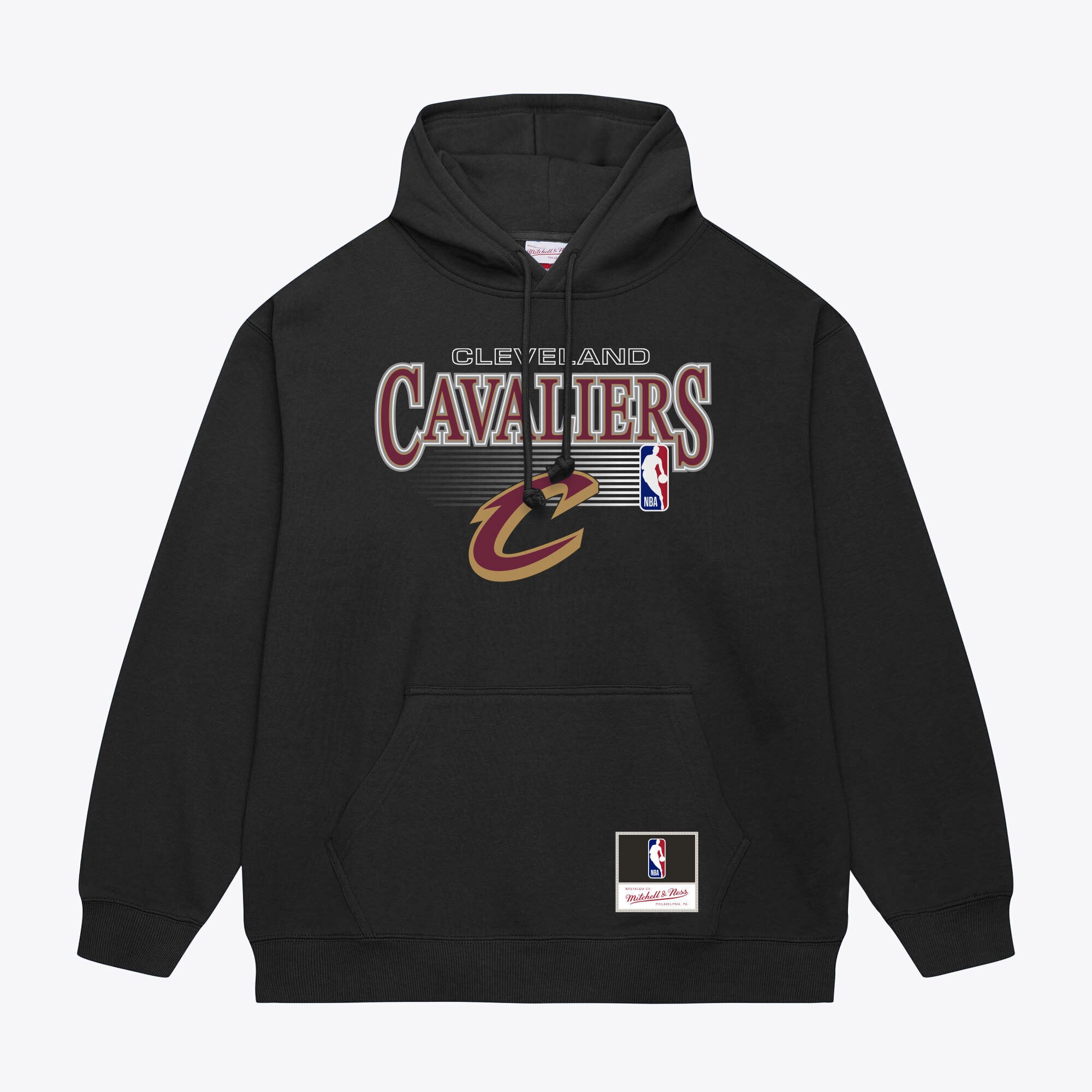 Men's Mitchell & Ness Black Cleveland Cavaliers Team Name Stack Logo Hoodie