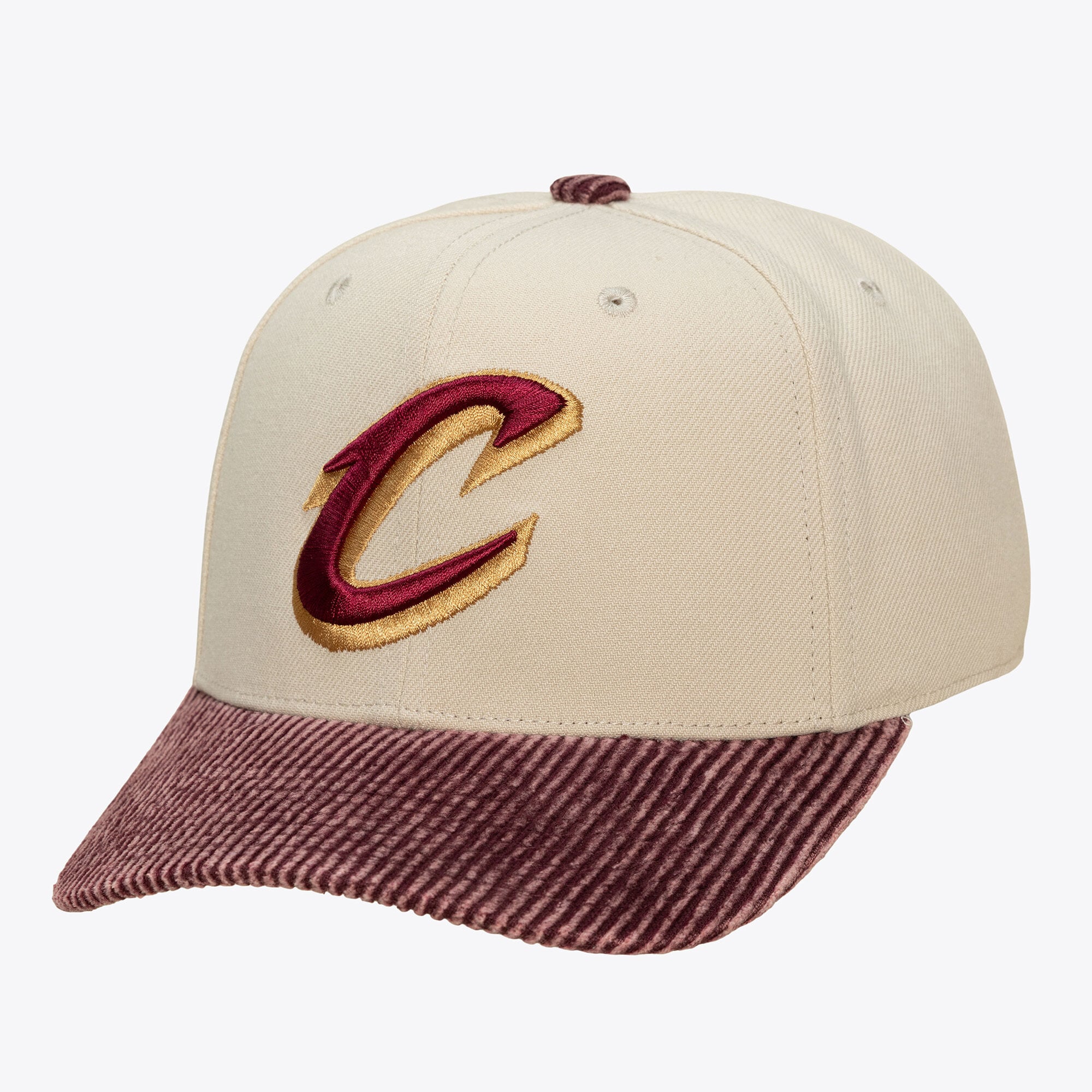 Men's Cleveland Cavaliers Mitchell & Ness Cream Washed Corduroy Pro Crown Snapback Hat