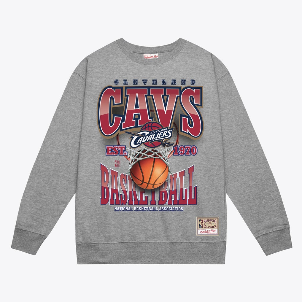  Cleveland Cavaliers Mitchell & Ness Hardwood Classics Tri 2.0 Crewneck Sweatshirt - Gray