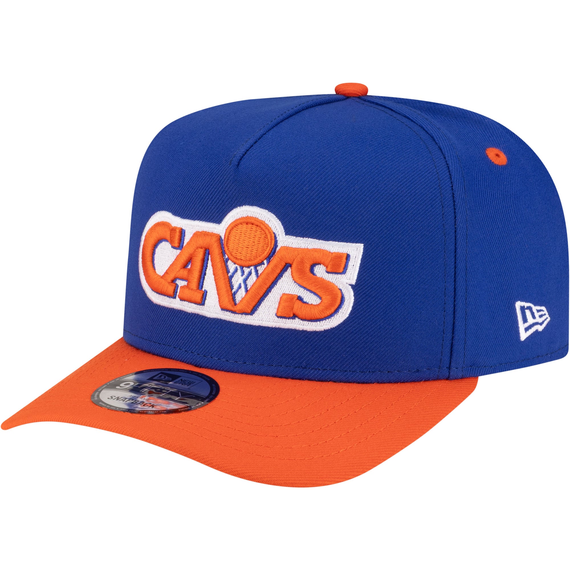 Men's Cleveland Cavaliers New Era Blue/Orange 80s Throwback A-Frame 9FIFTY Snapback Hat