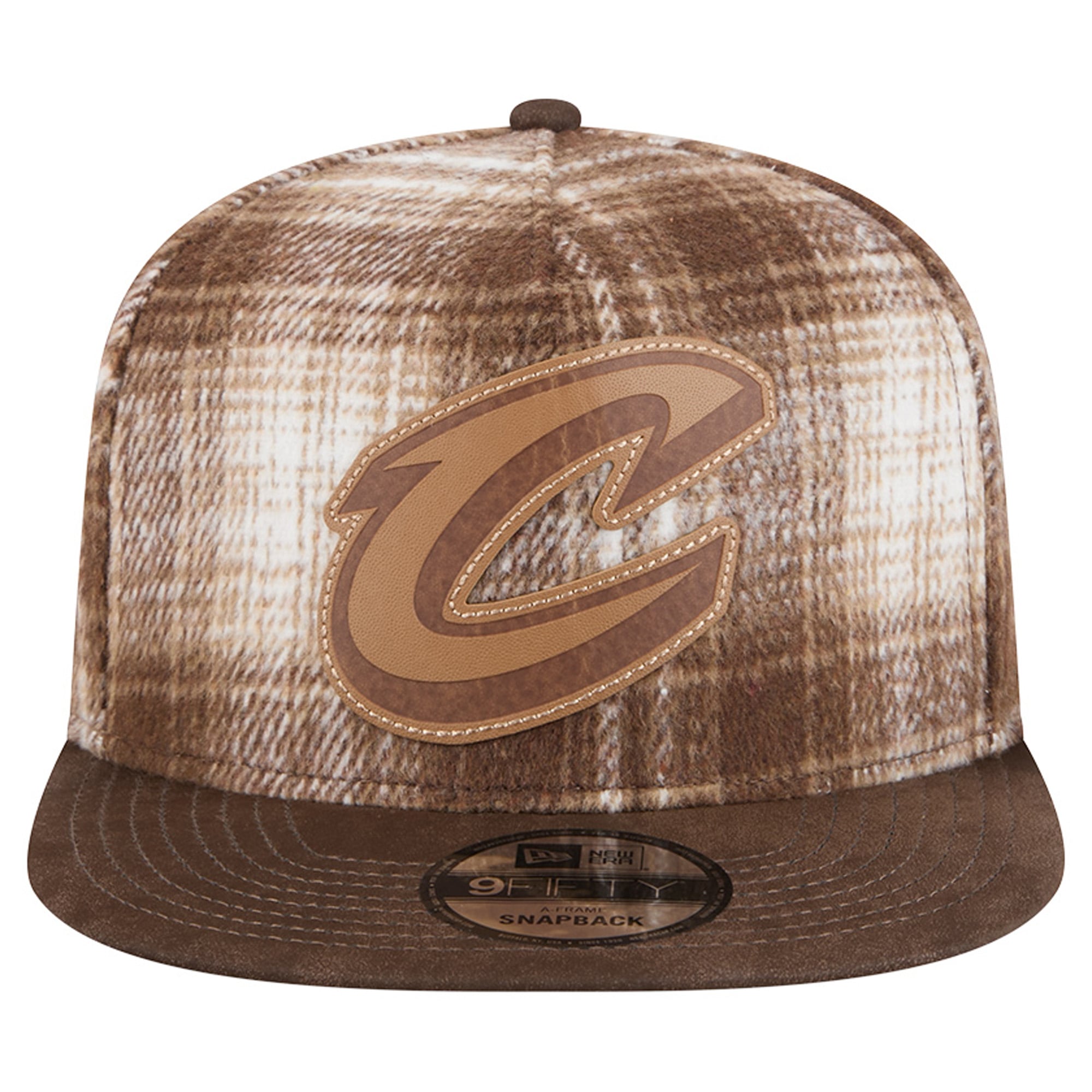Casquette ajustable New Era marron à carreaux Cleveland Cavaliers 9FIFTY pour homme