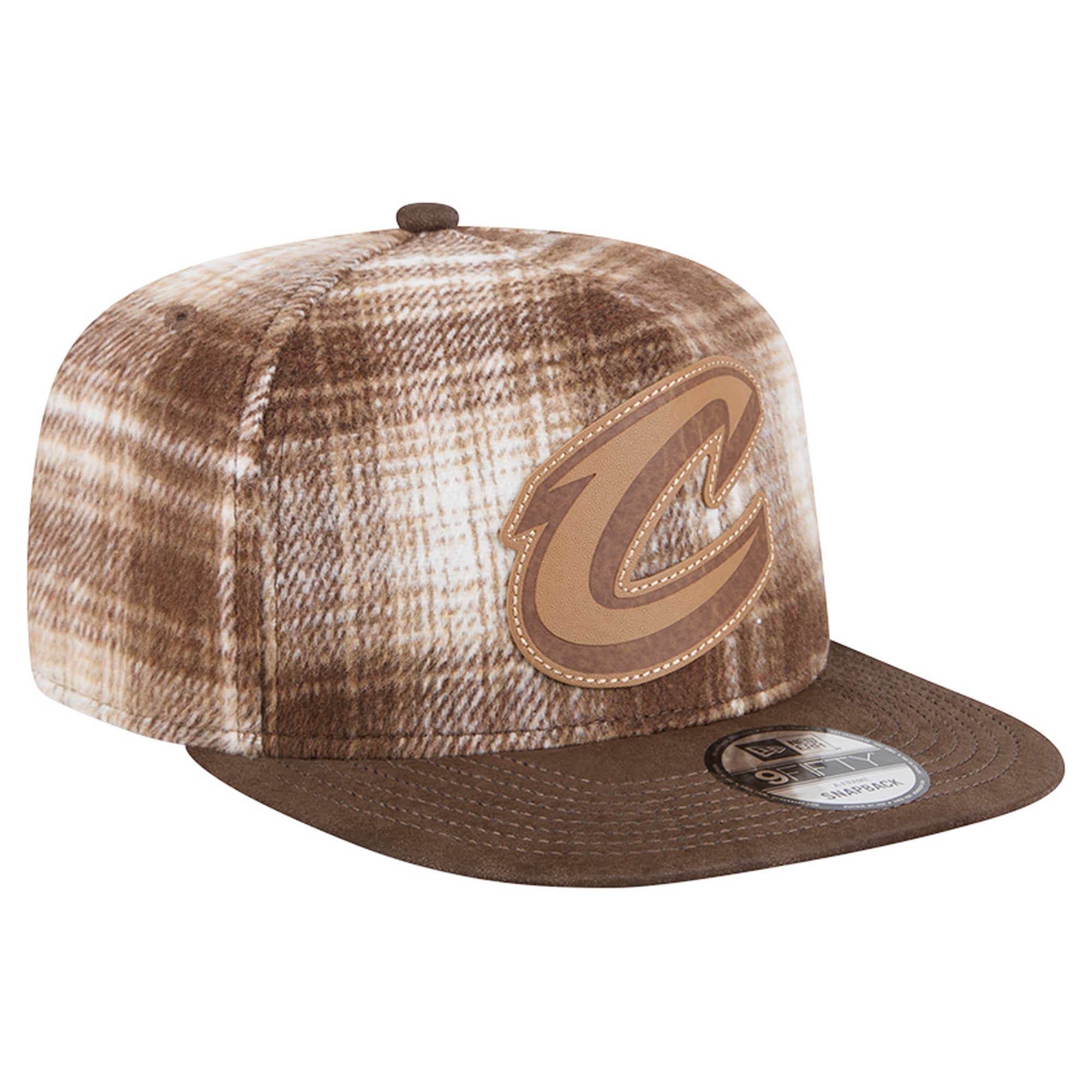 Casquette ajustable New Era marron à carreaux Cleveland Cavaliers 9FIFTY pour homme
