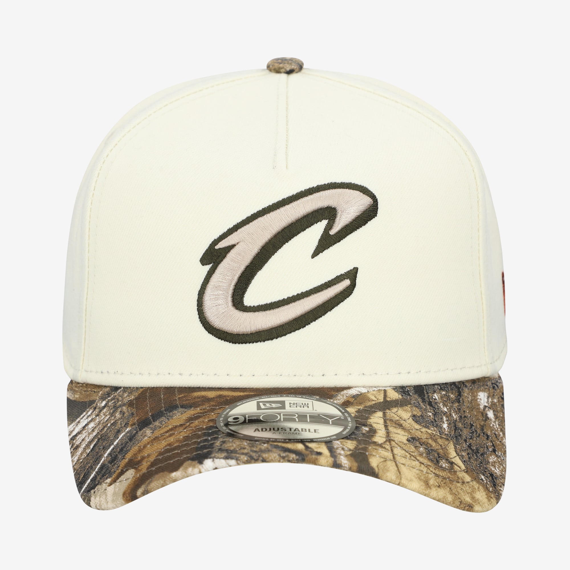 Men's New Era Cream Cleveland Cavaliers Realtree Chrome Two-Tone 9FORTY A-Frame Adjustable Hat