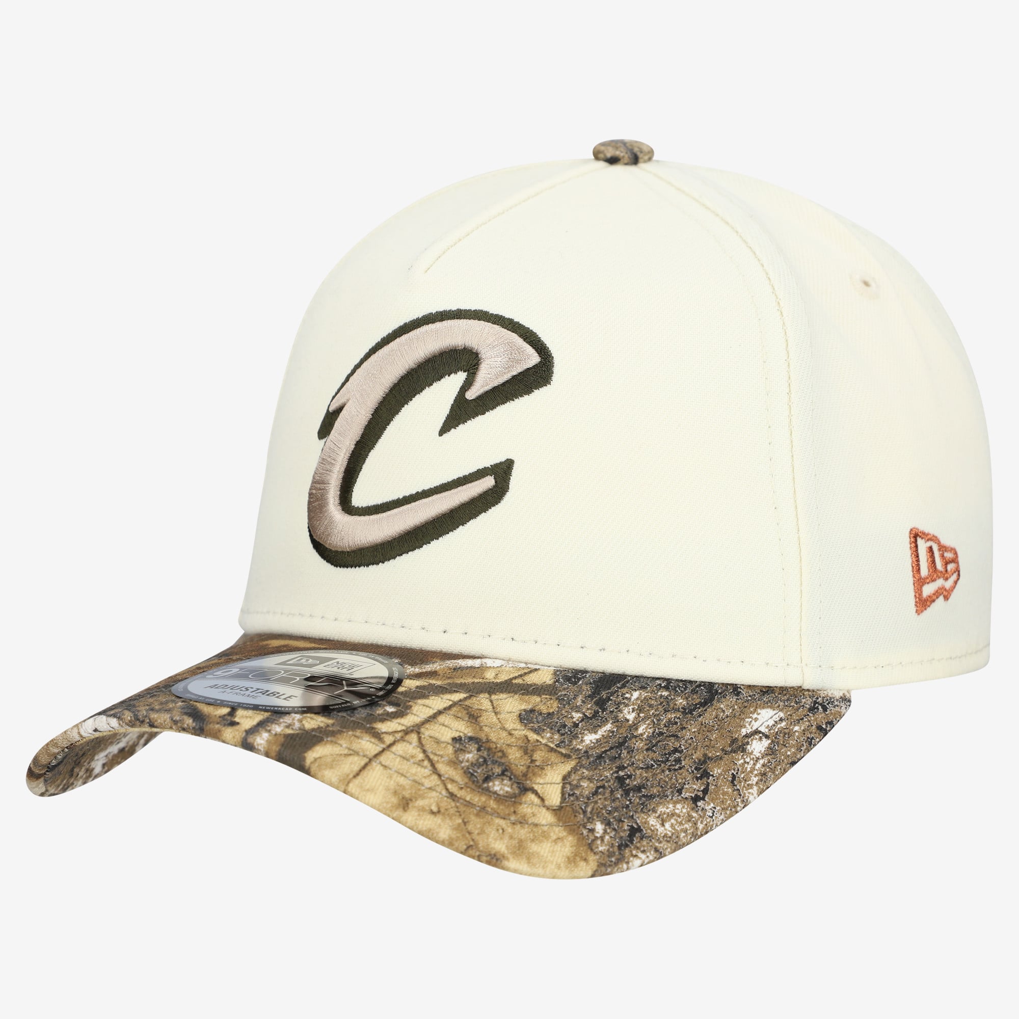 Men's Cleveland Cavaliers New Era Cream Realtree Chrome Two-Tone 9FORTY A-Frame Adjustable Hat