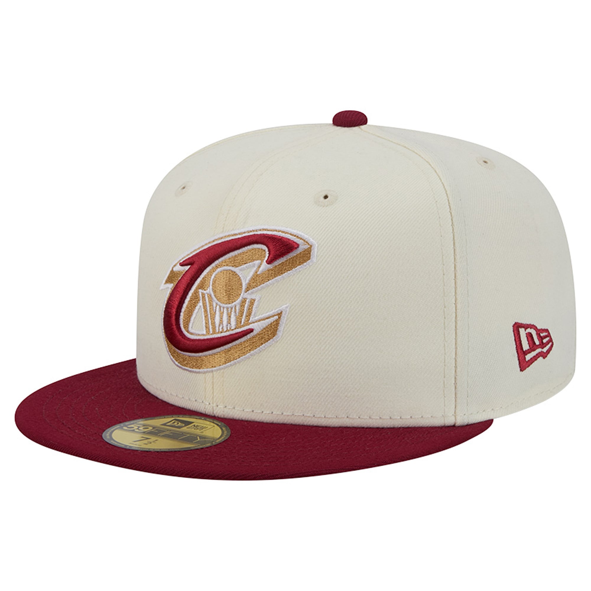 Casquette ajustée New Era Deceptor 59FIFTY pour homme, couleur crème/bordeaux, Cleveland Cavaliers