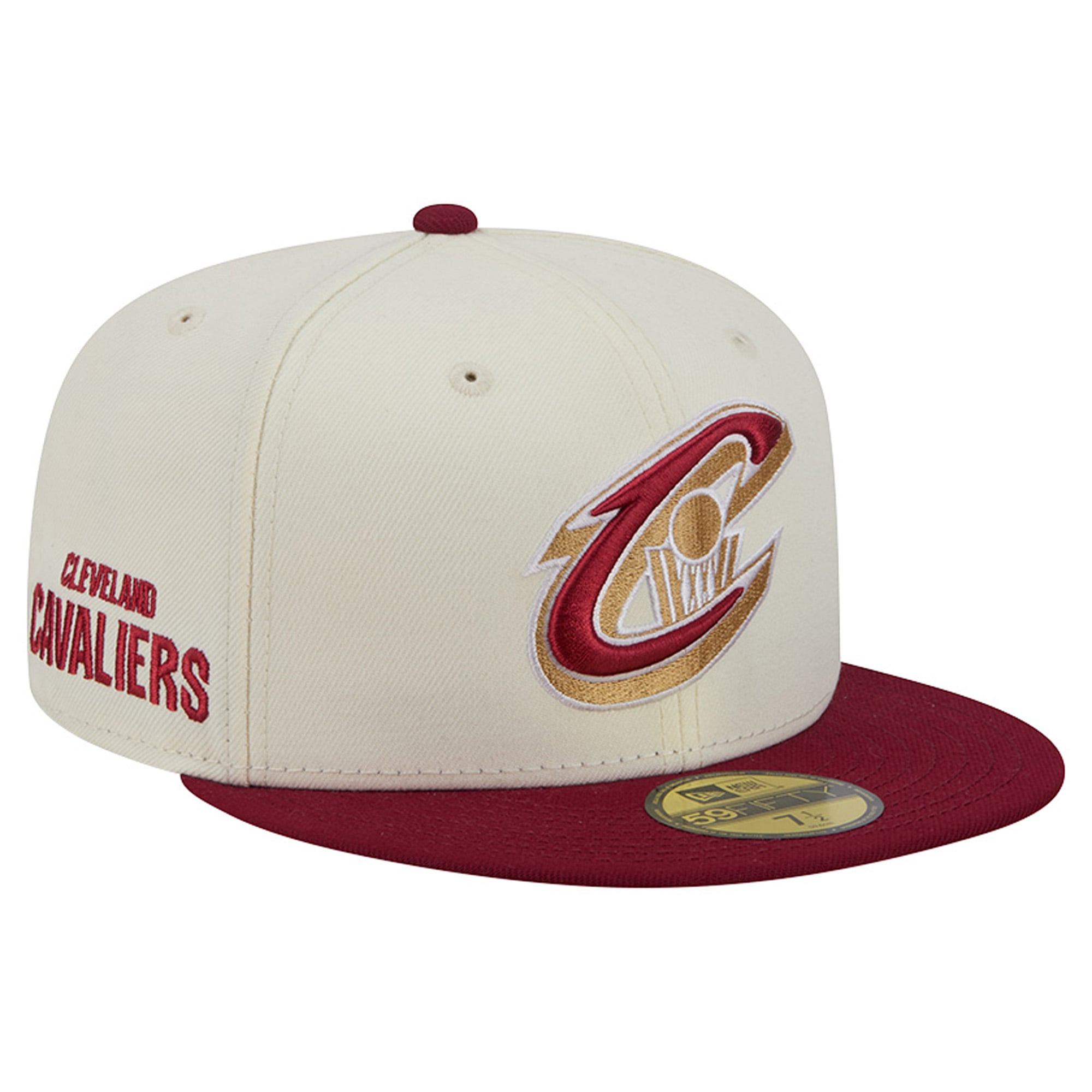 Casquette ajustée New Era Deceptor 59FIFTY pour homme, couleur crème/bordeaux, Cleveland Cavaliers