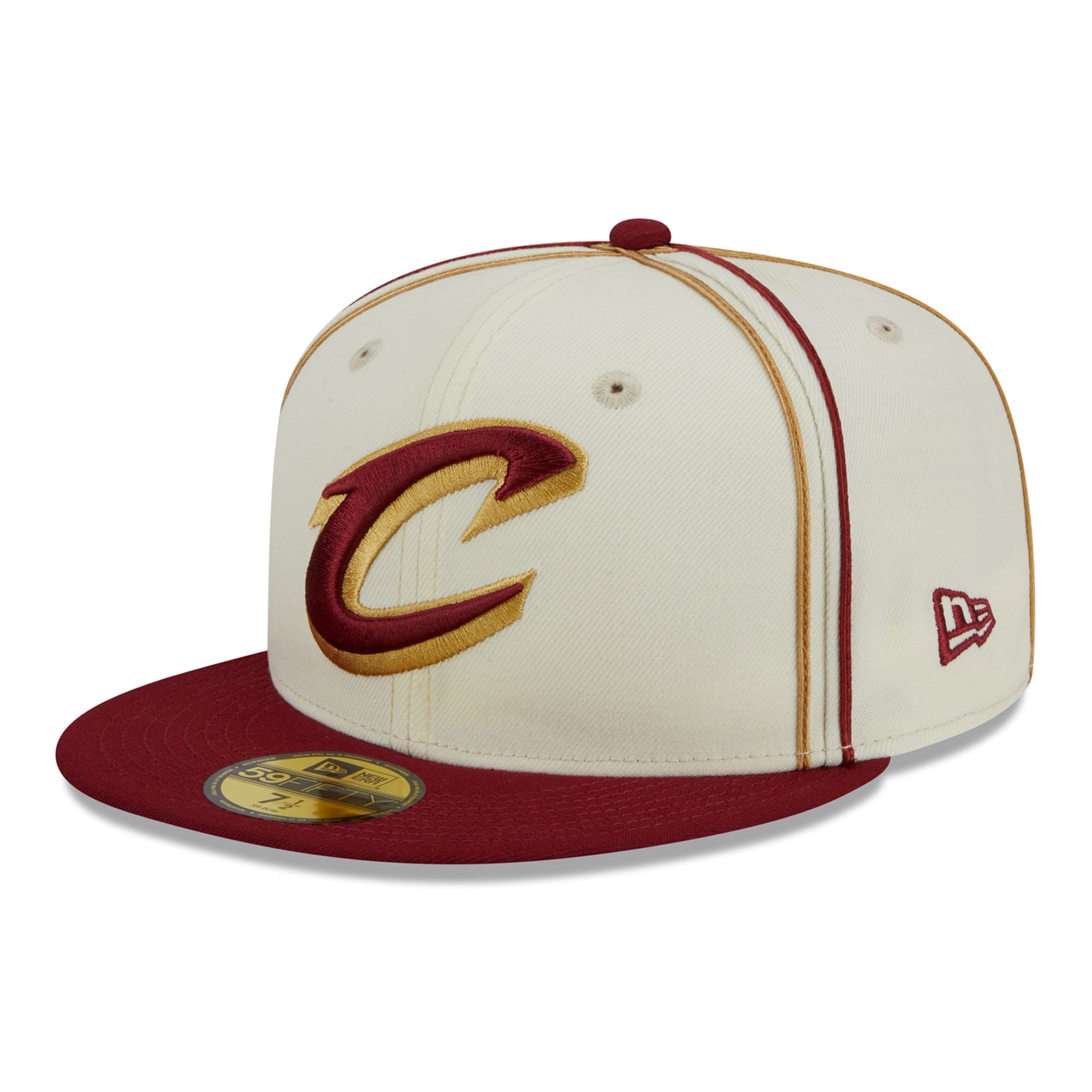 Men's Cleveland Cavaliers New Era Cream/Wine Piping 2-Tone 59FIFTY Fitted Hat