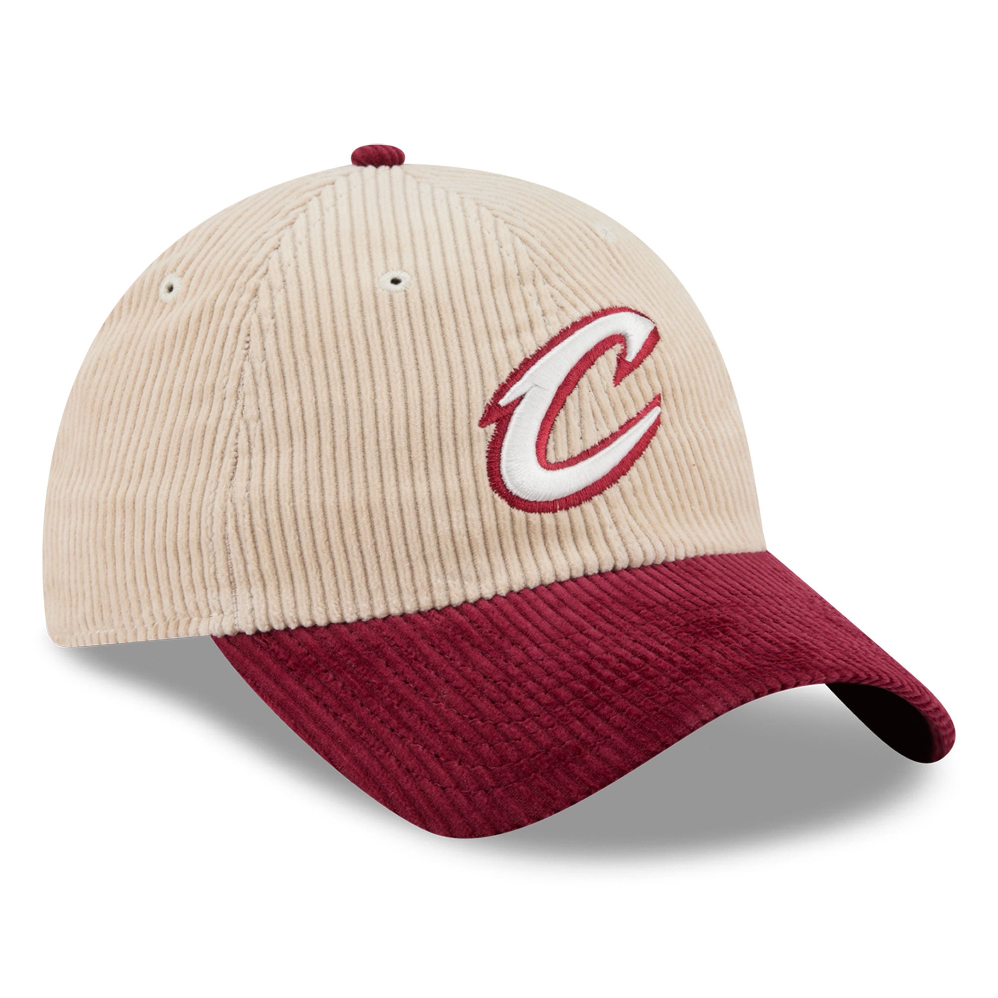 Men's New Era Cream/Wine Cleveland Cavaliers Tonal Corduroy Casual Classic Adjustable Hat
