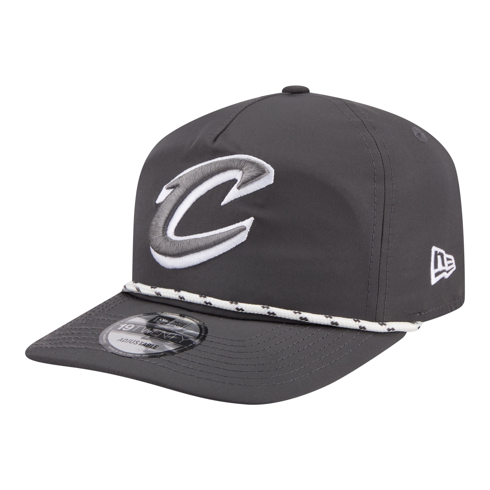 Men's New Era Graphite Cleveland Cavaliers Tonal Rope 19TWENTY Adjustable Hat