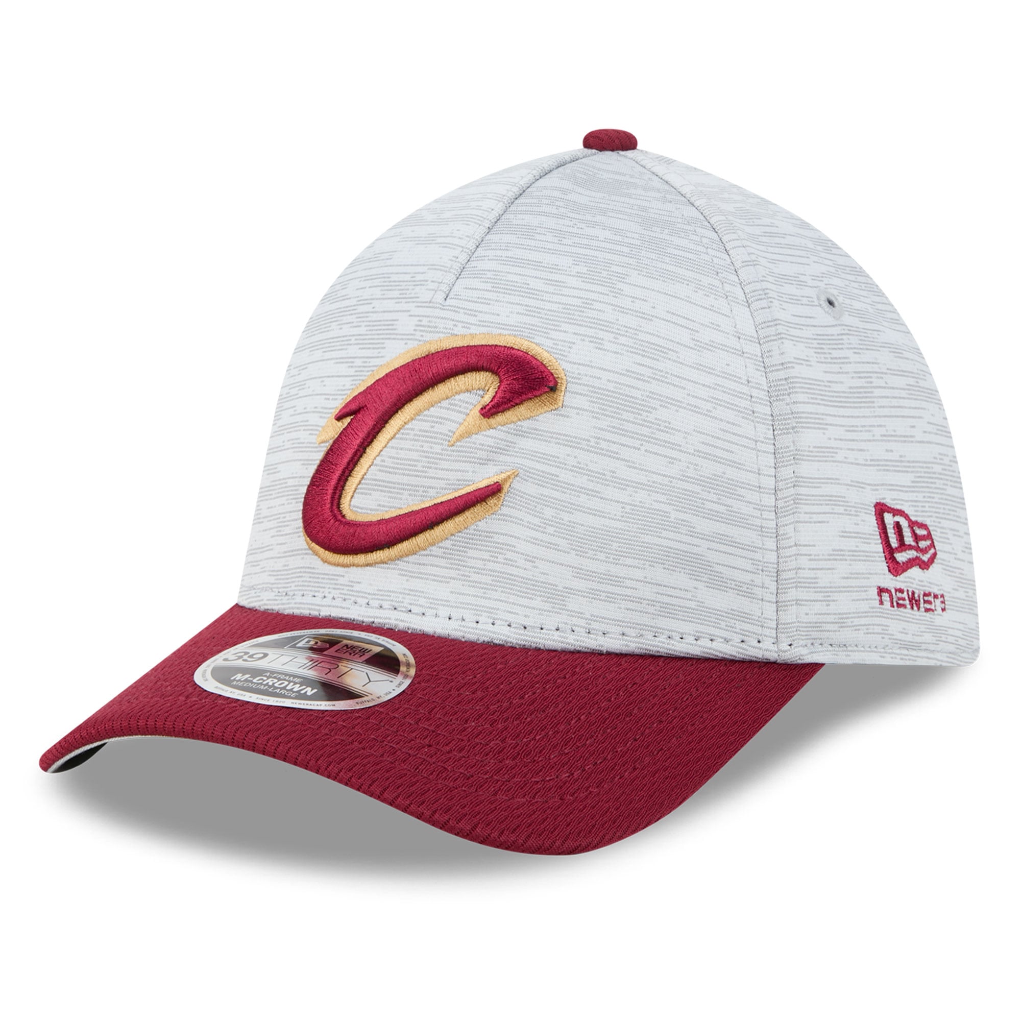 Casquette New Era grise Cleveland Cavaliers 39THIRTY M-Crown Tech Stretch pour homme