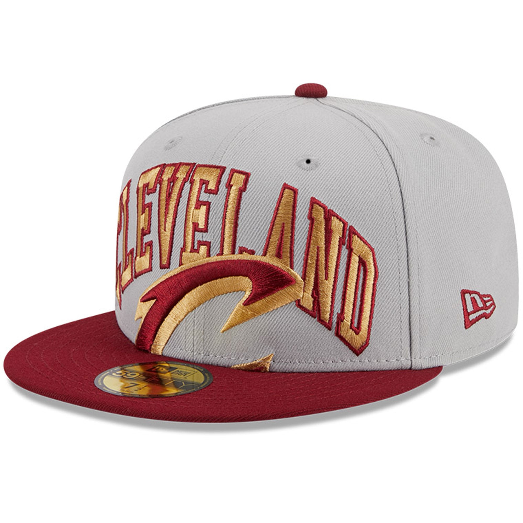 Men's Cleveland Cavaliers New Era Gray/Wine Tip-Off Two-Tone 59FIFTY Fitted Hat