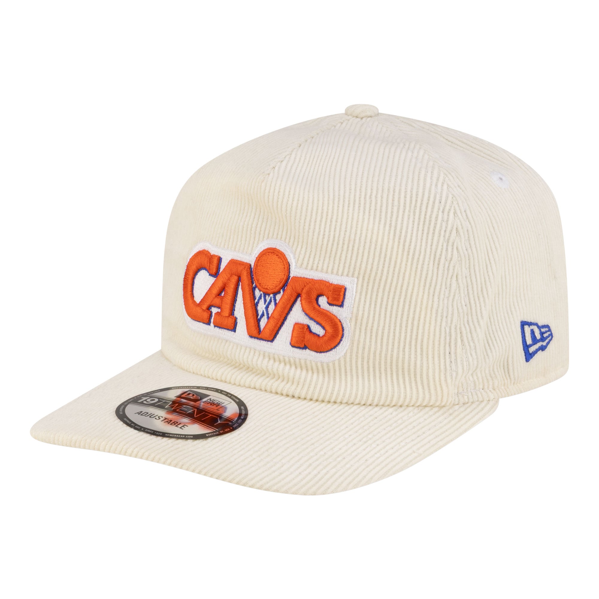 Men's Cleveland Cavaliers New Era White 19TWENTY 80s Chrome Corduroy Adjustable Hat