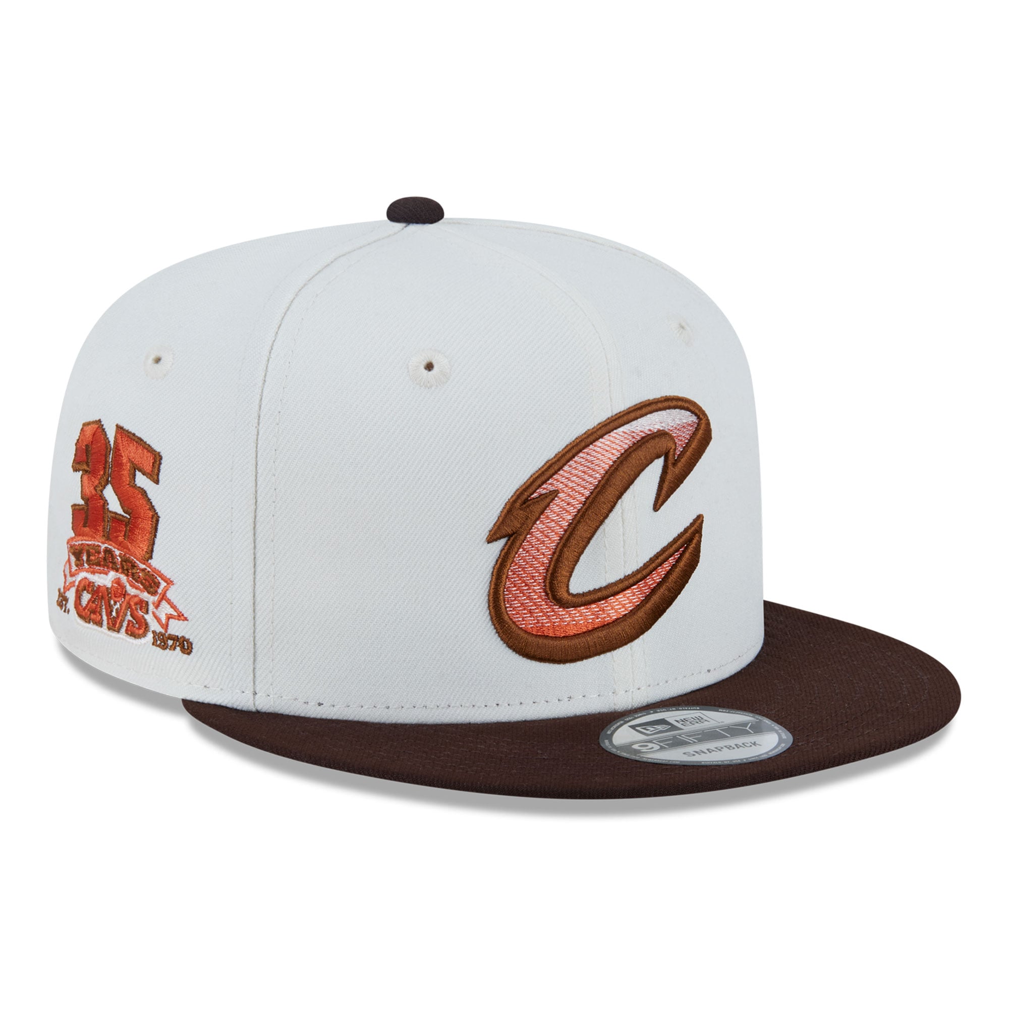 Casquette snapback New Era 9FIFTY blanche Cleveland Cavaliers Pumpkin Spice pour homme